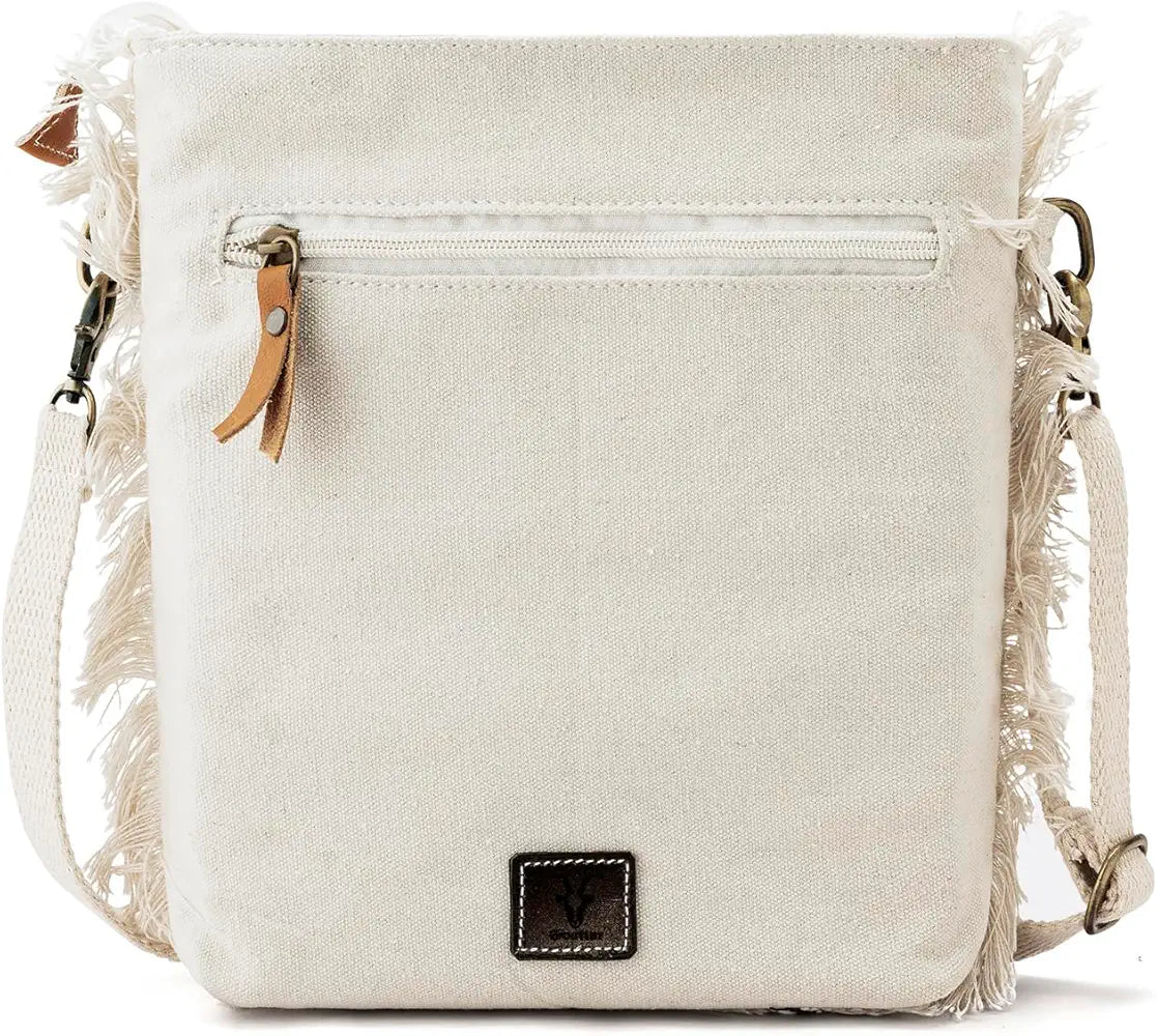 Goatter Cotton Material Embroidery Designs Medium Size Sling Bag For Women, 