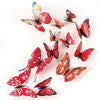 Xtore Plastic Home Decor 3D Butterfly with Sticking pad Set of 12 Shimmer Ferrari Red