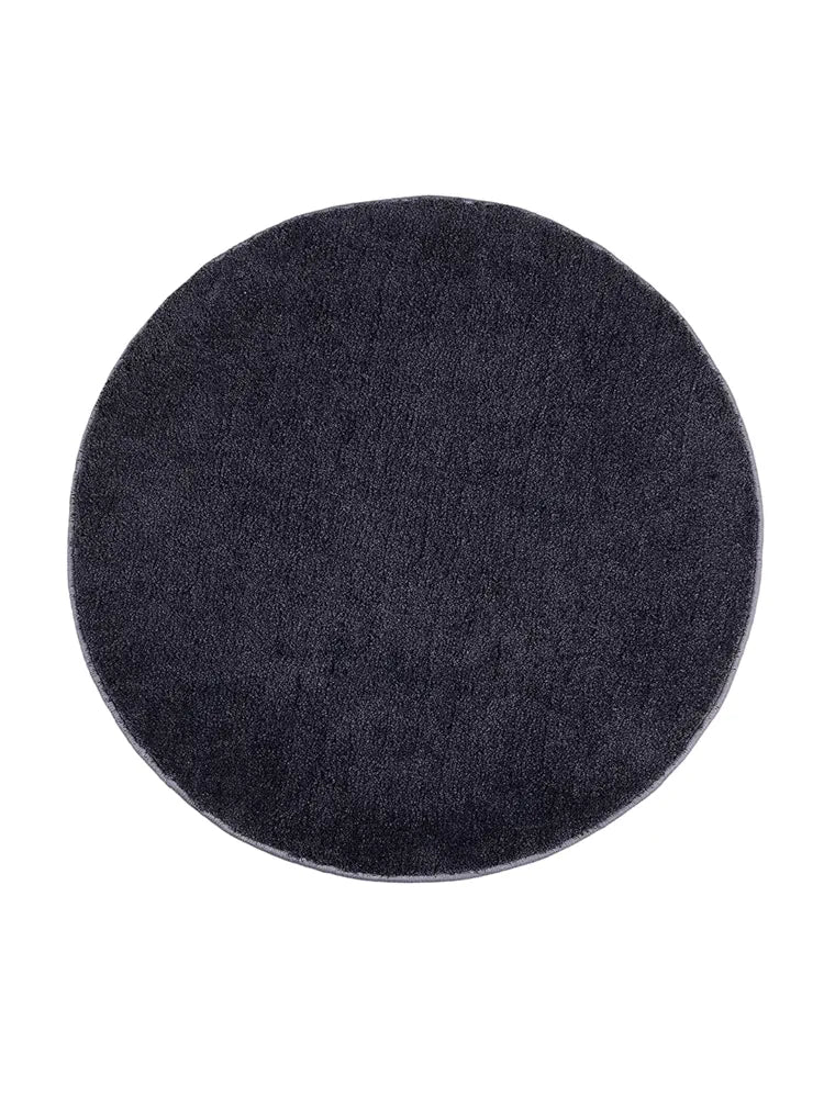 Saral Home Neo Shaggy Yarn Anti-Skid Round Mats Colour Navy Blue