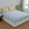 Huesland by Ahmedabad Cotton 144 TC Cotton Bedsheet for Double Bed King Size with 2 Pillow Covers | Blue & Yellow