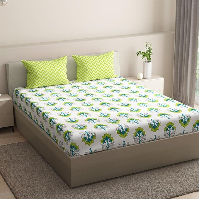Wakefit Bedsheet For King Size,Bedsheet King Size Bed Cotton 2 Pillow Cover Elastic Fitted Sheet Rechal Colour