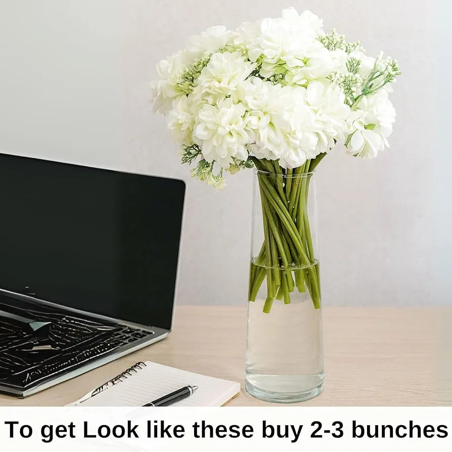 Artificial Dahlia Flower Bunch – 7-Stem Faux Bouquet White