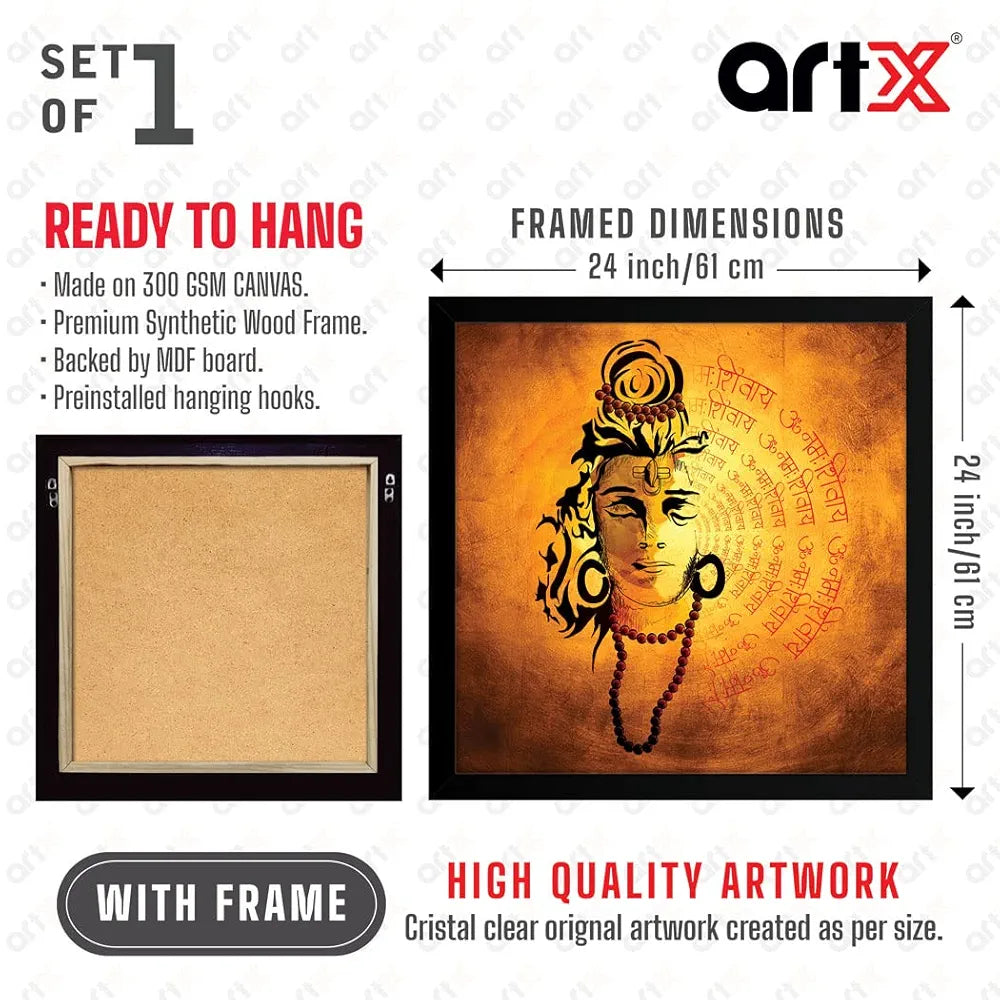ArtX Shiva Mantra Big Canvas Painting For Living Room With Frame Square