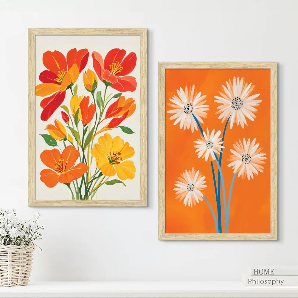 ArtX Paper Floral Art Paintings with Frame Flowers - 02 Set of 2