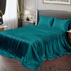 Cloth Fusion Satin Bedsheet for King Size Bed Set of 1 Satin Sheet 2 Pillow Covers Peacock Green