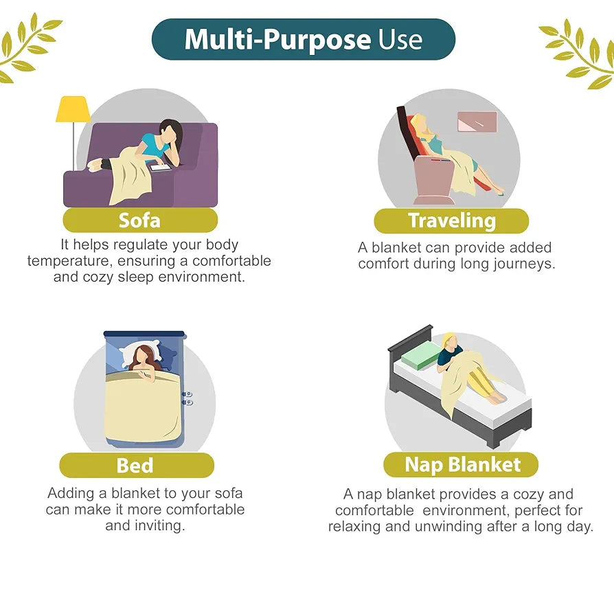 Divine Casa 120 GSM Microfiber Double Dohar Soft & Lightweight Throw Blanket Geometric Maze Pattern Colour Teal Green & White