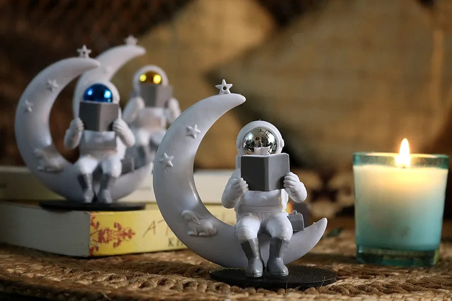 Street27 Astronaut Sitting on Moon Figurine Showpiece for Home Décor Idols