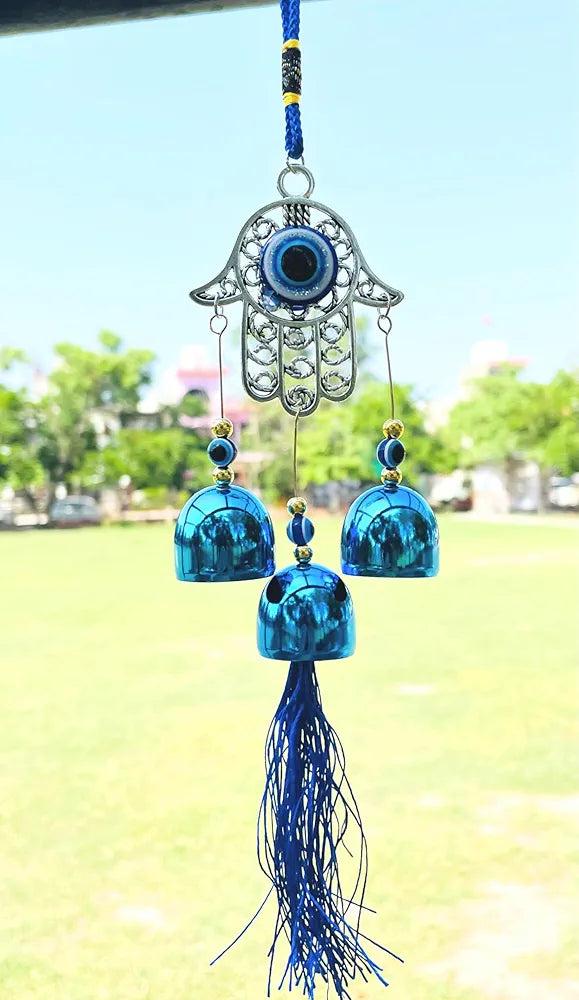 WS Evil Eye Wind Chime 3 Bells Evil Eye Wall Hanging