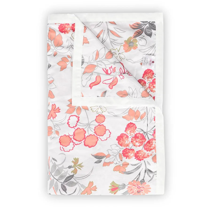Divine Casa Floret 100% Cotton Double Dohar 120 GSM Soft & Lightweight Throw Blanket Colour Floral Blush
