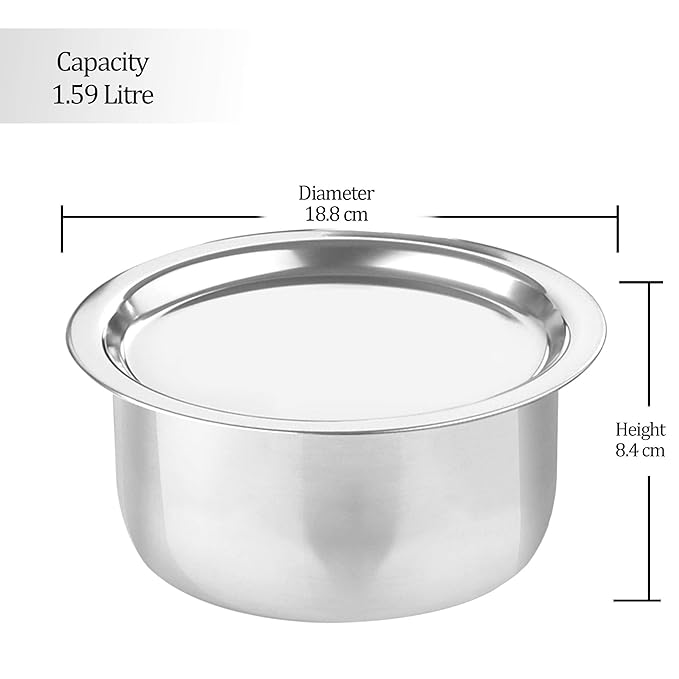 Milton Pro Cook Triply Stainless Steel Induction Tope with Lid, 16 cm / 1.59 Litre - 1370 gms