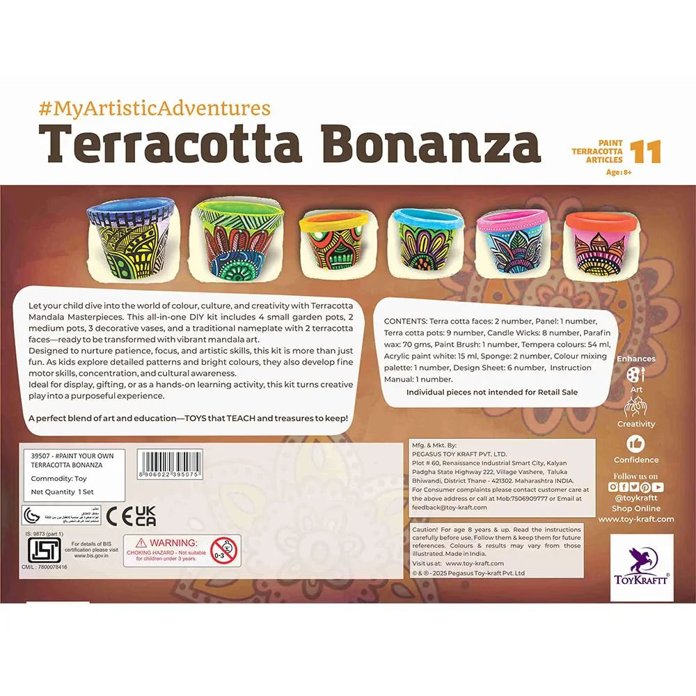 TOYKRAFTT Pot Painting Kit Mandala Designs, Art & Craft for Kids 7+ Years, Gifts for Girls Boys, Terracotta Bonanza
