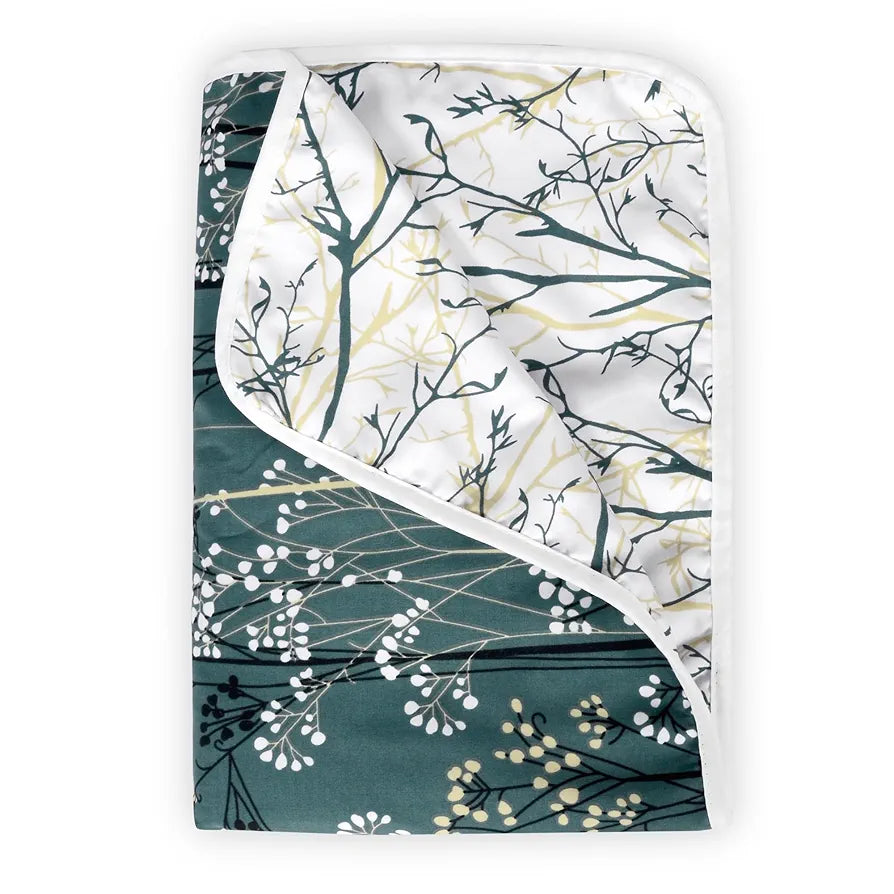 Divine Casa 120 GSM Microfiber Single Kids Dohar Soft & Lightweight Throw Blanket Floral Branches Pattern Colour Teal & White