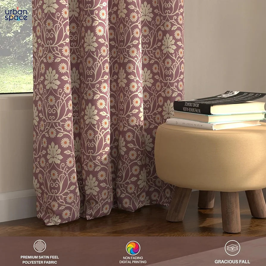 Urban Space Digital Printed Blackout Curtains for Door Bedroom Room Darkening Blackout Kids Decorative Curtains Mystic Wine