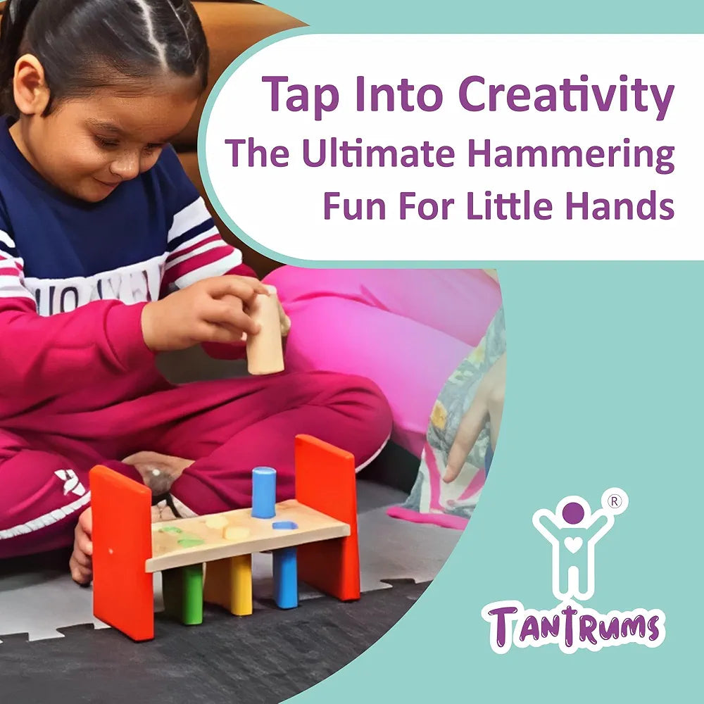 Tantrums Cobbler Bench 6 Pegs with Hammer to Build Hand Eye Concentration Motor Skills Cause and Effect  - Kids