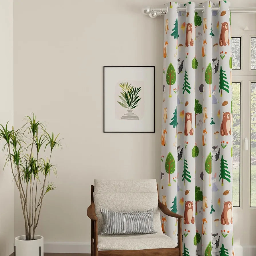 Urban Space Digital Printed Blackout Curtains for Door Bedroom Room Darkening Blackout Kids Decorative Curtains, 1 Piece Curtain Bugs Bunny