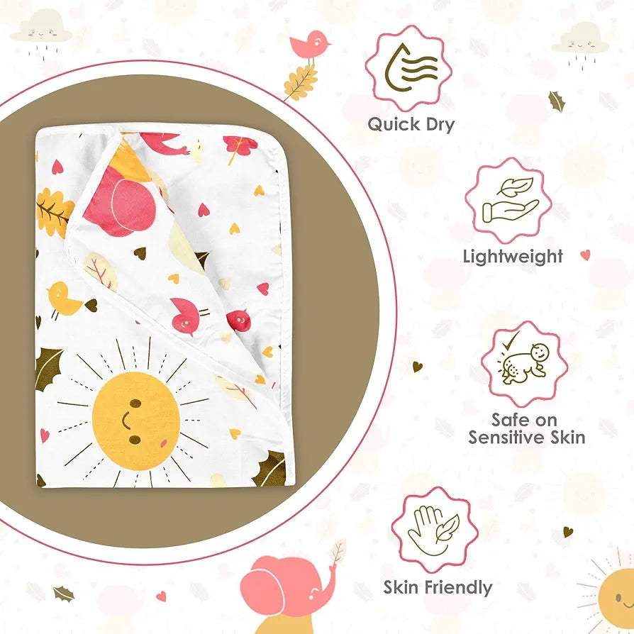 Divine Casa Pure Cotton Printed Single Dohar for Newborn Baby 120 GSM Soft & Lightweight Throw Blanket Colour Marlin White