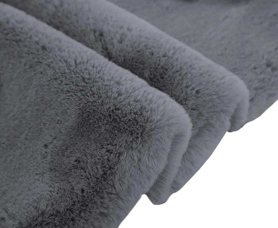 Luxe Home International Ruffle Bath Mat Rabbit Fur 1000 GSM Bathroom Door Rectangular Foot Mats 45X75 CmColour Grey