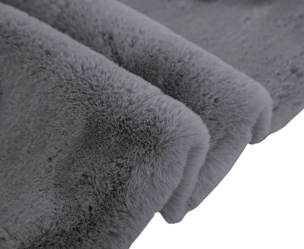 Luxe Home International Ruffle Bath Mat Rabbit Fur 1000 GSM Bathroom Door Rectangular Foot Mats Rug 60X90 Cm Colour Grey