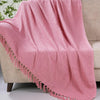 Homadorn Waffle Weave Cotton Throw Blanket Colour Pink