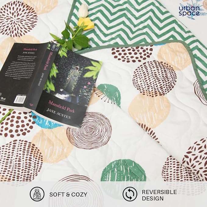 Urban Space Super Soft Brushed Microfiber Cotton Dohar Double Bed, Printed AC Blanket Colour Turkey Brown