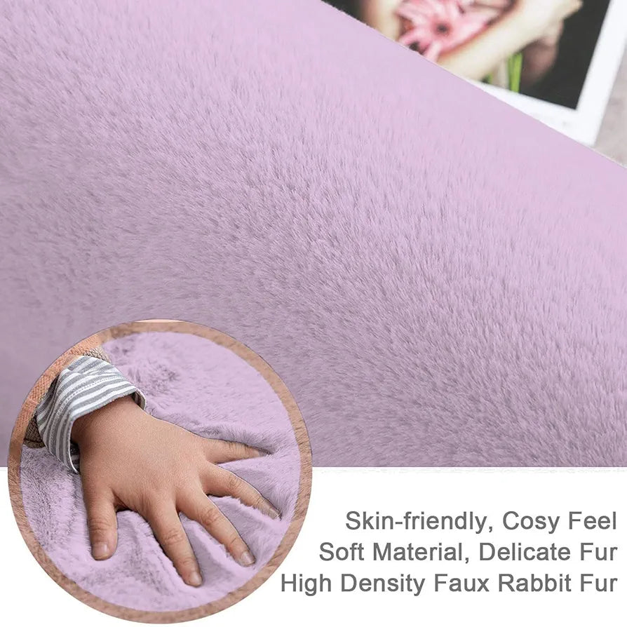Luxe Home International Rectangular Bath Mat Super Soft Anti Skid Rabbit Fur  Bathroom Mats Rug Colour Lilca