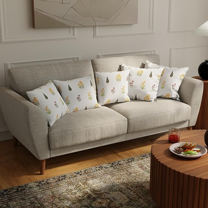 Urban Space Decorative Cotton Cushion Cover Set of 5 Colour Garden Yellow