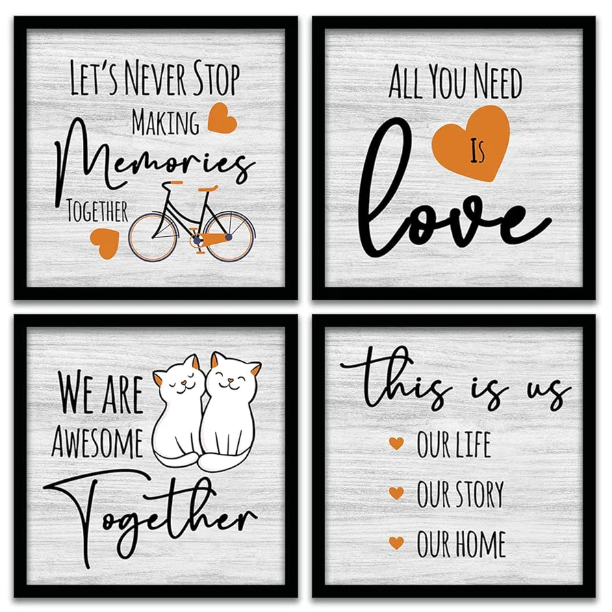 Kotart Lets Never Stop Family Quotes Frames for Wall Decor Set of 4