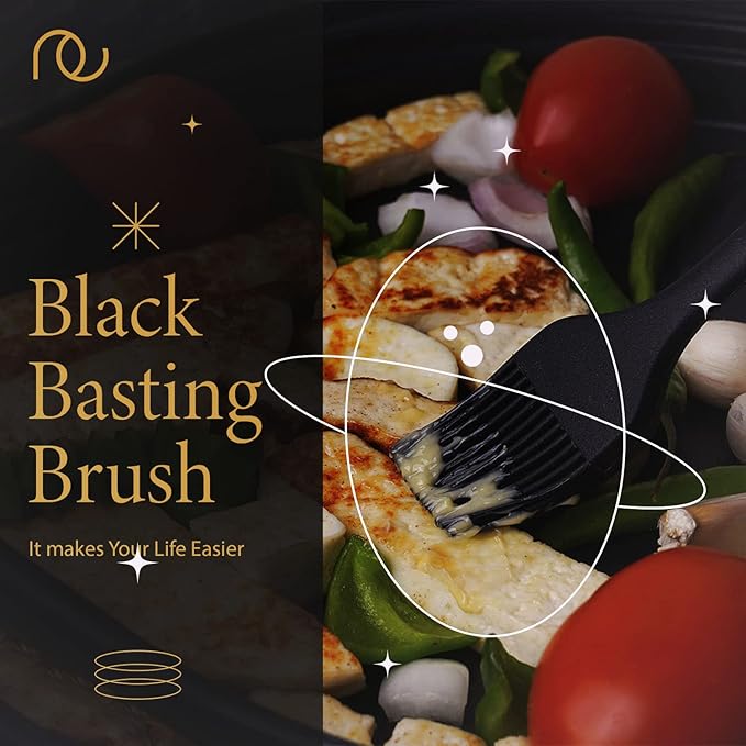 Frenchware Set of 6 + 5 Measuring Tablespoons, Black Colour | Non-stick Silicone Spatulas for Cooking & Baking | Dishwasher Safe