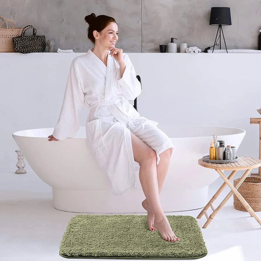 Luxe Home International Microfiber Bath Mat Super Soft Non Slip Vegas Rectangular Mats 45x75 cm Colour Green