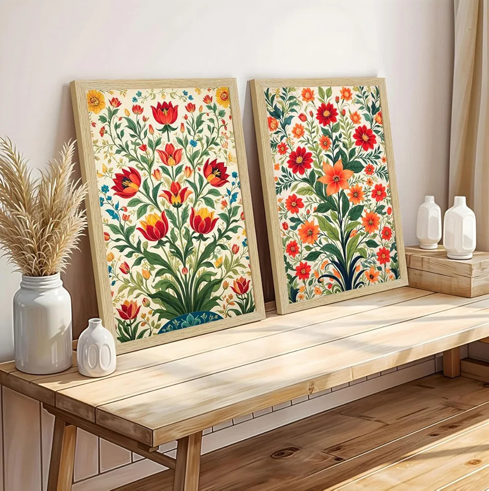 ArtX Paper Flowers Art Paintings with Frame Flowers - 03 Set of 2