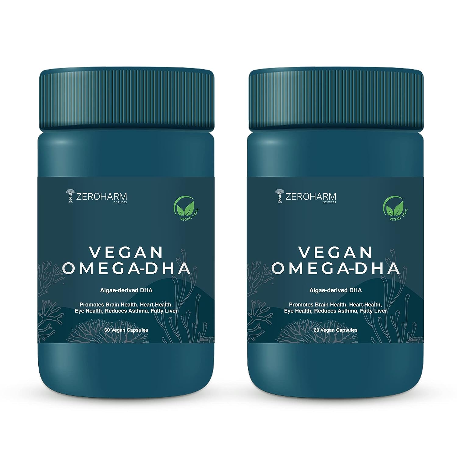 ZEROHARM Vegan Omega 3 Capsules for Men & Women & Kids - 60 tabs