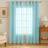 Cloth Fusion Cotton Feel Sheer Door Curtains 7 Feet Long Set of 2 Semi-Transparent Aqua
