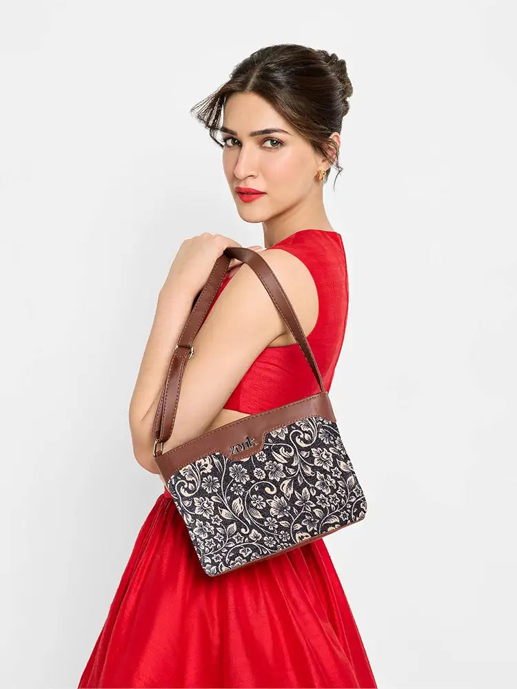 Zouk Harmony Sling Bag Crossbody Bags for Women Vegan Leather & Jute