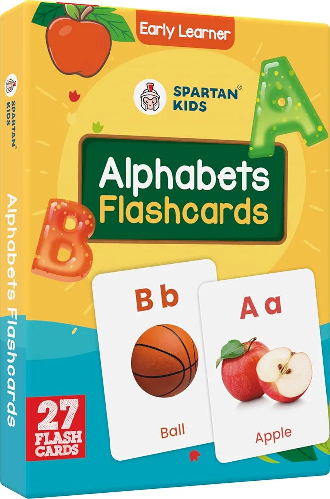 SPARTAN KIDS Alphabets Flash Cards for Kids | 27 Early Learning Flash Cards Easy & Fun Way of Learning 1 Year to 6 Years Babies, for Language_Skills