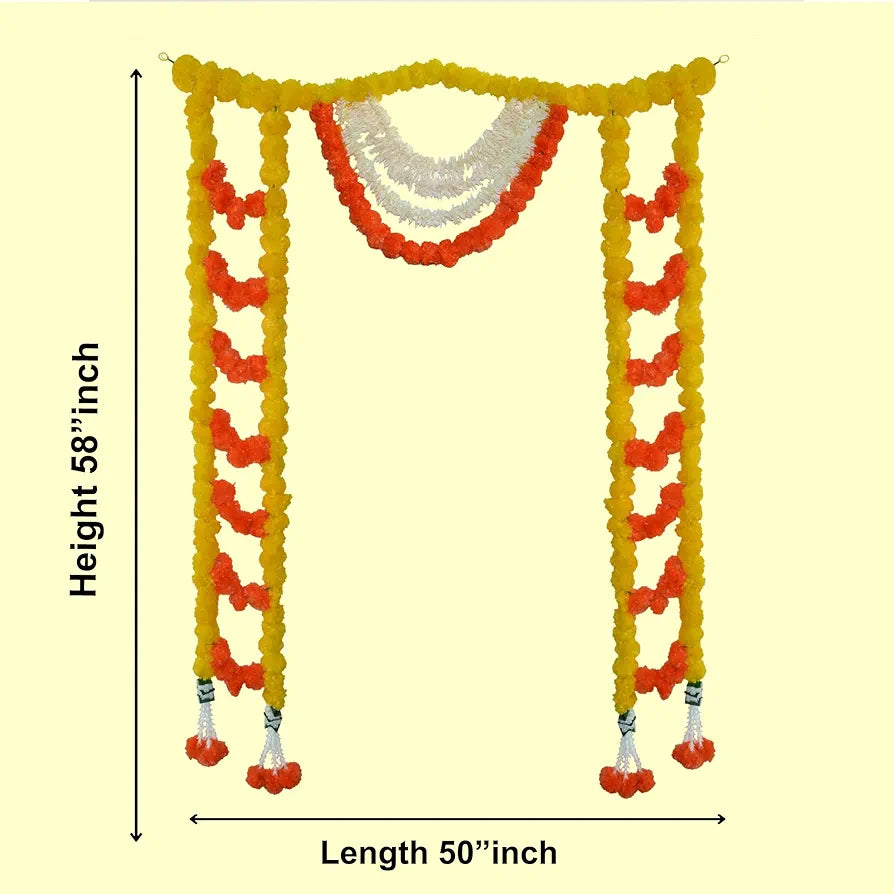 Toran for Main Door Entrance Marigold Flower Torans Reusable Banderwal 48 Inch Length Multicolour