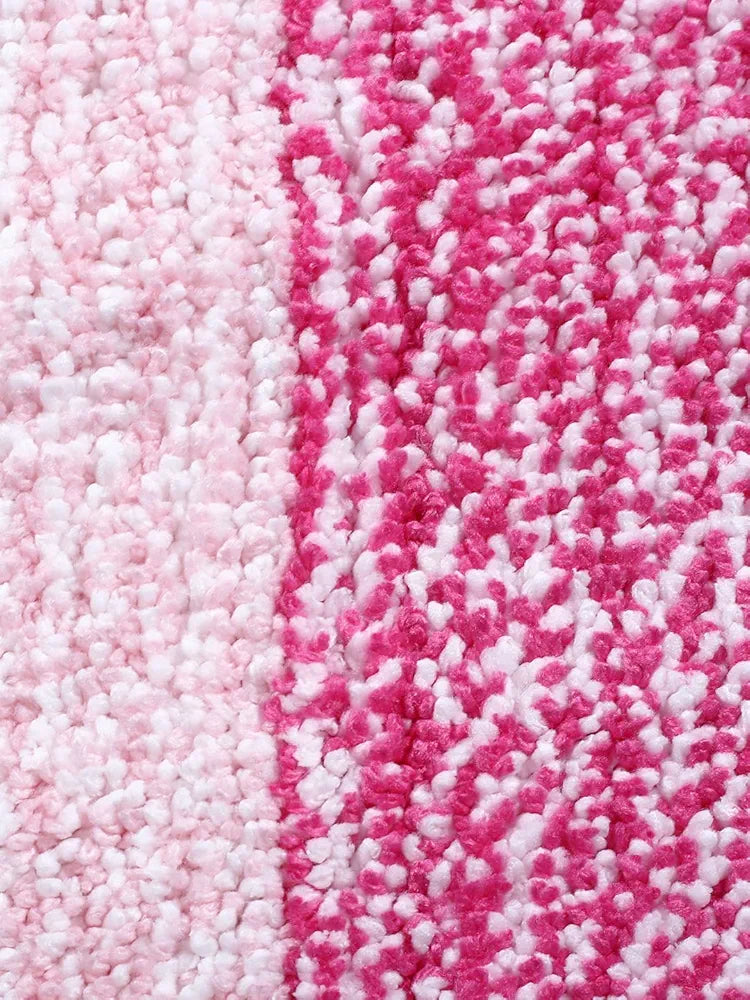 Saral Home Microfiber Striped Rectangle Anti-Skid Runner Colour Pink