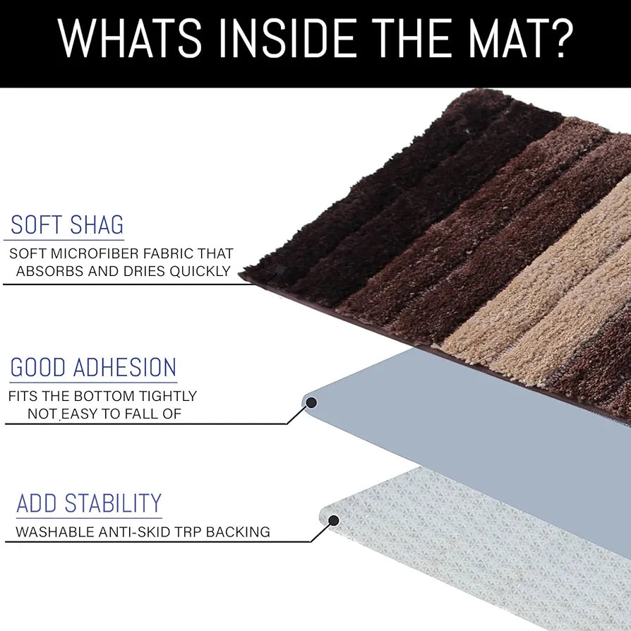 Luxe Home International Microfiber Rectangular Bath mat Soft Anti Slip Skid Luxury Mats 40X60 Cm Colour Walnut  (Pack of 2)