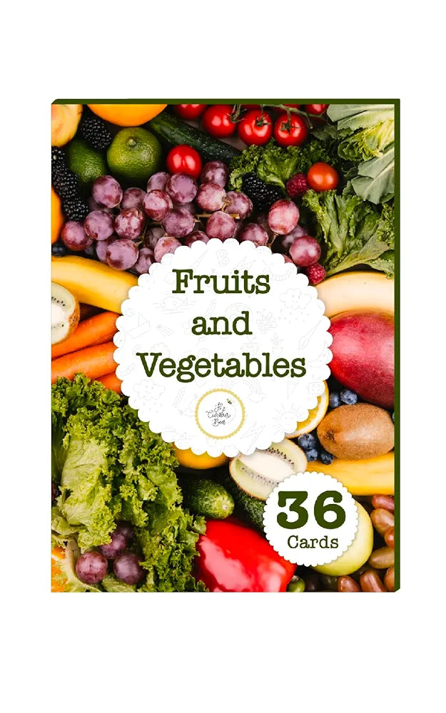 The Curious Bees - Fruits and Vegetables Flash Cards | 36 Laminated Cards for Kids | Age Group: 1-4 Years | Fun Early Educating Activity for Kids