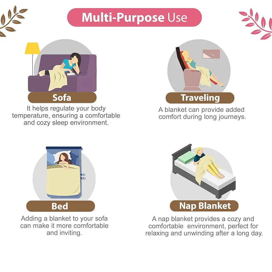 Divine Casa Glace Cotton 120 GSM Reversible Lightweight Printed Single Bed AC Dohar Blanket Quilt Colour Orange and Pink