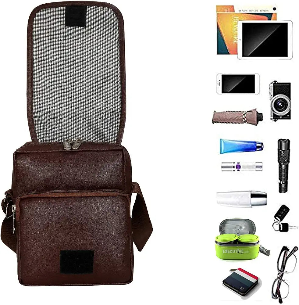 Leather World Leatherette Tan Sling Bags Men Messenger Bags Cross Body Bags Girl