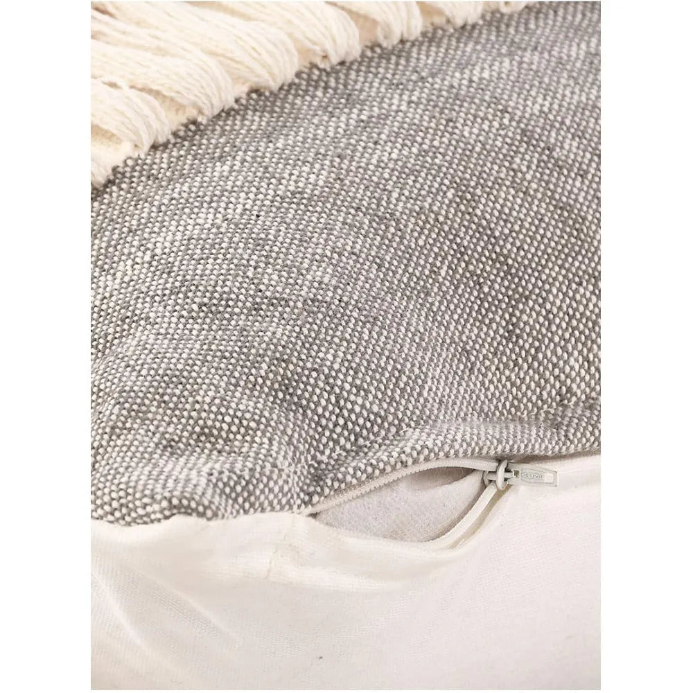 Sashaa World Multi Coloured Taseled And Tufted Cotton Cushion Cover Colour Multi