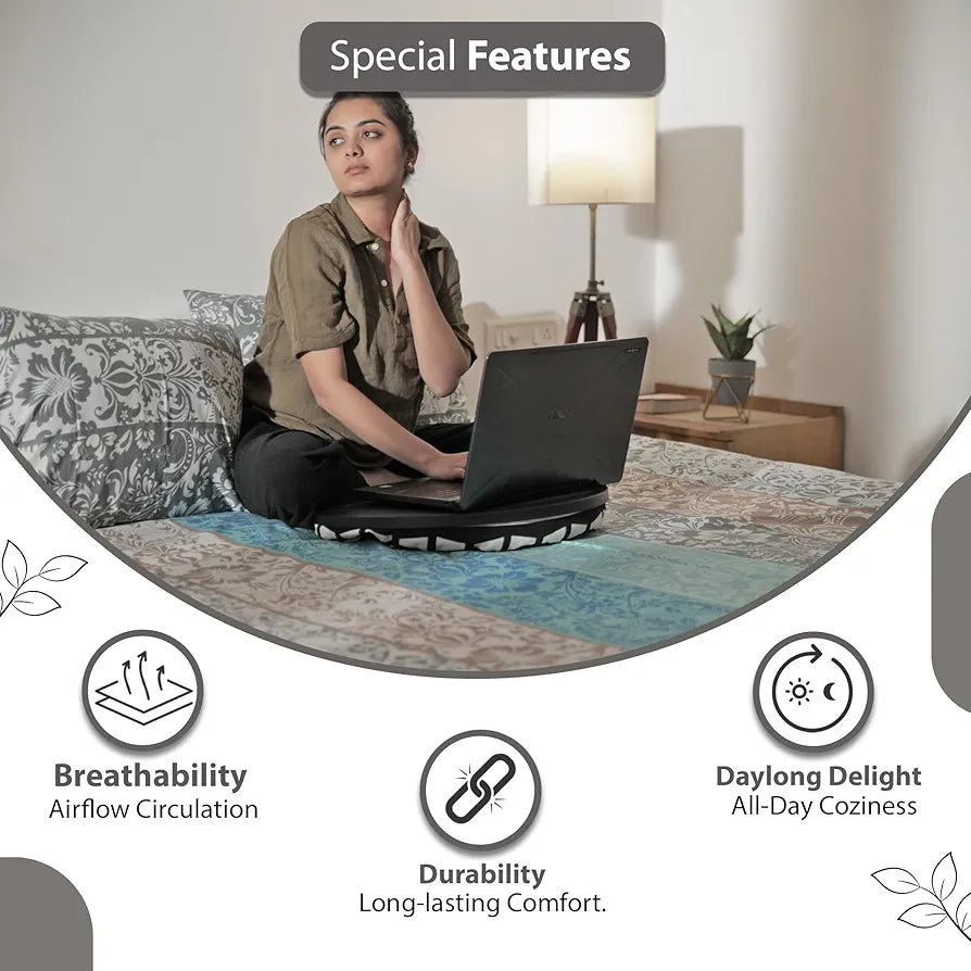 Divine Casa Double Size Bedsheet for Double Bed 144 TC Pure Cotton Queen Size with 2 Pillow Covers Floral Colour Grey & Blue