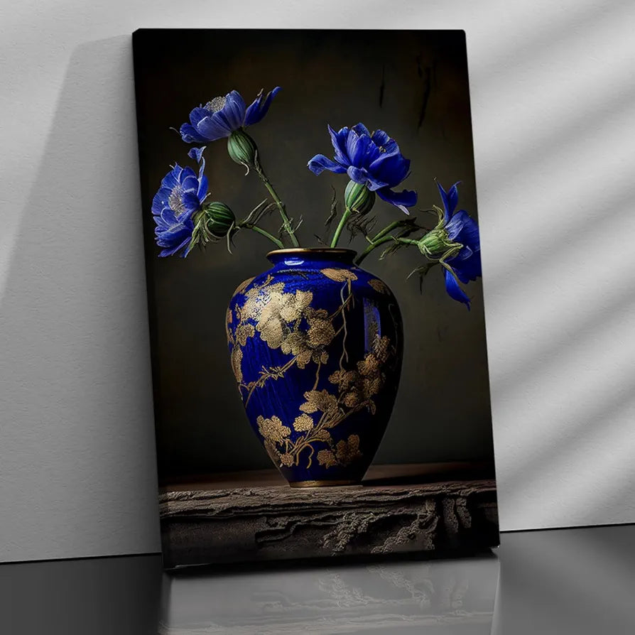 Kotart Blue Floral Modern Art Canvas Paintings for Bedroom Room Living Room Abstract Canvas Painting Style01