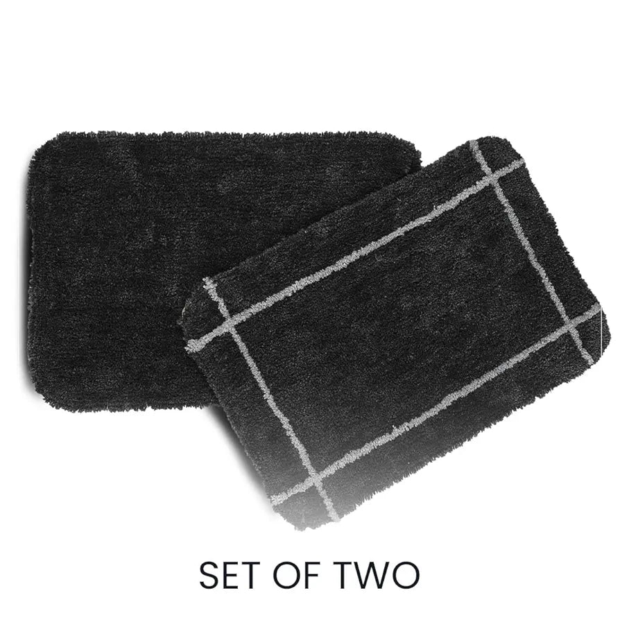 Sashaa World Microfiber Bathmat Colour Charcoal (Pack of 2)