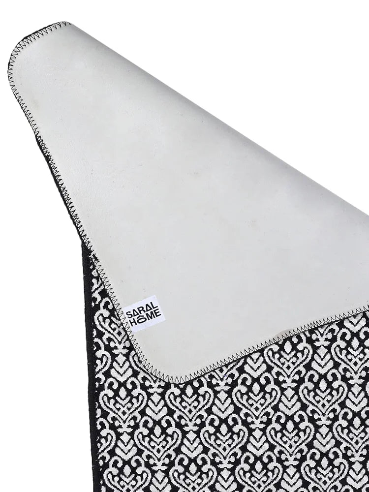 Saral Home Fleur Designer Soft Cotton Durable & Washable Multipurpose Runner Colour Balck