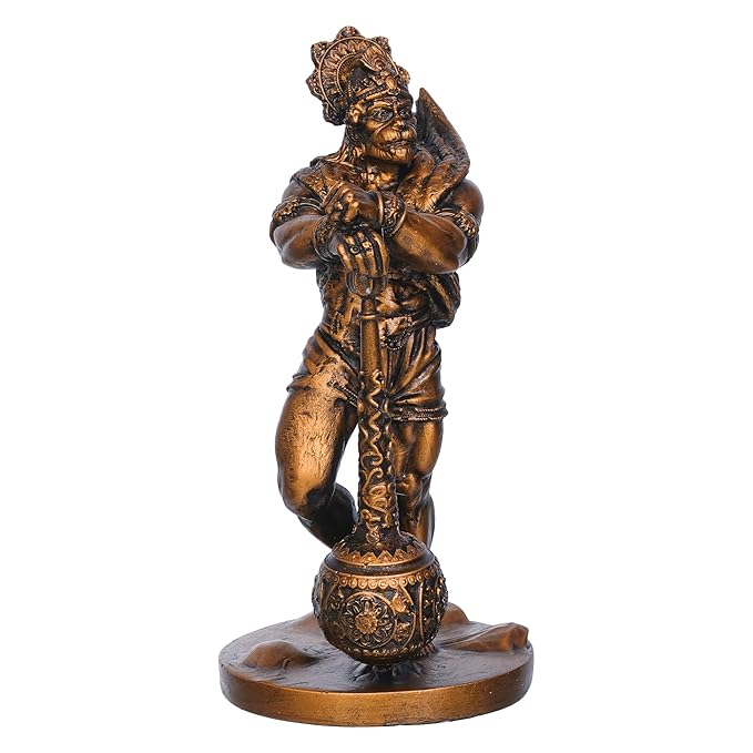 Ecraftindia Golden Polyresin Handcrafted Standing Lord Hanuman Idol With Gada/ Mace | Ideal for Hanuman Jayanti