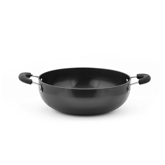 Sumeet 3Mm Hardanodised Deep Kadhai Size 11 20Cm Dia 1.5 Ltr Capacity Black