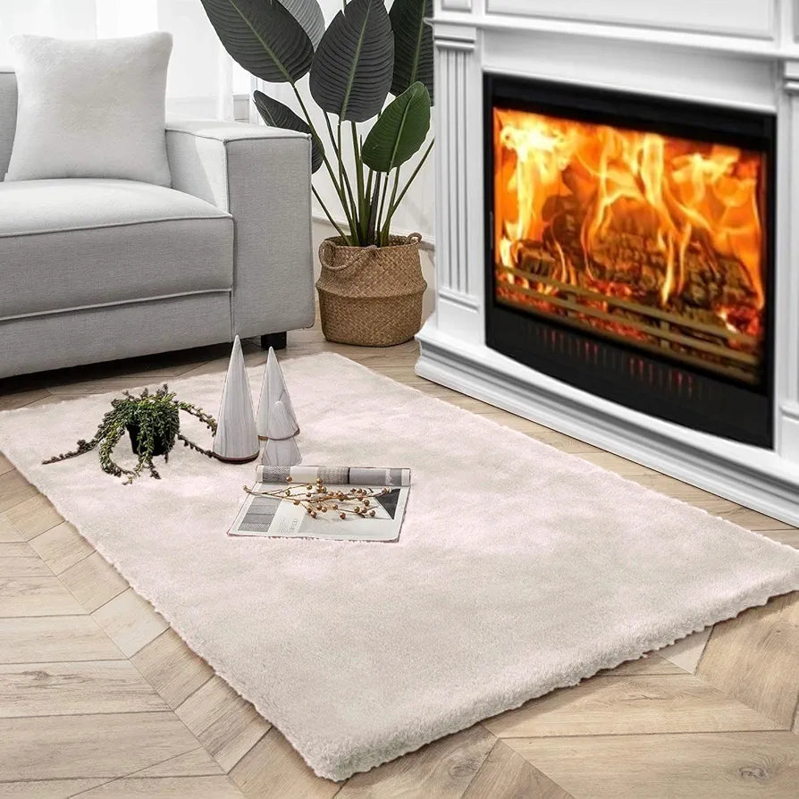 Luxe Home International Rectangular Carpet Super Soft Anti Skid Rabbit Fur  Bathroom Mats Colour Skin