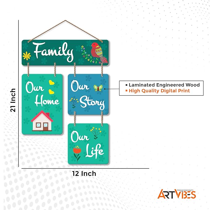 Artvibes Family Quote Decorative Wall Art Mdf Wooden Hanger Home Decor | Quotes Items | Modern Artworks