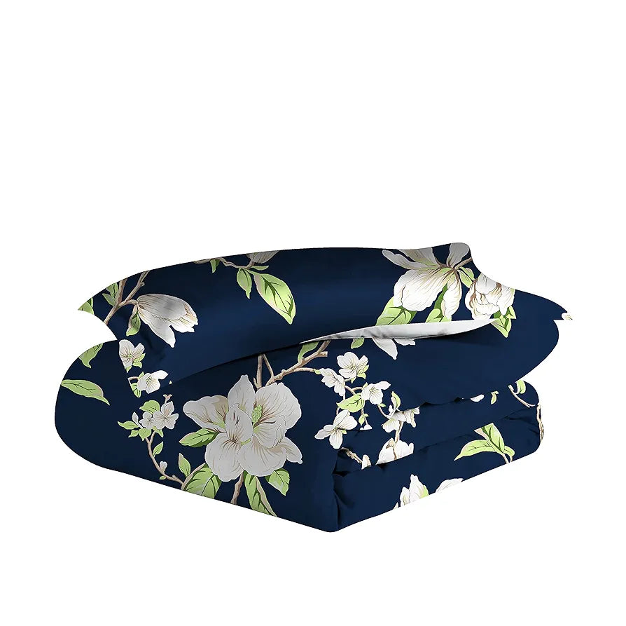 Divine Casa Microfiber Reversible Single Bed AC Duvet Cover Set with 1 Pillow Cover Soft & Cozy for Quilt/Comforter/Blanket  Colour Green & Navy Blue